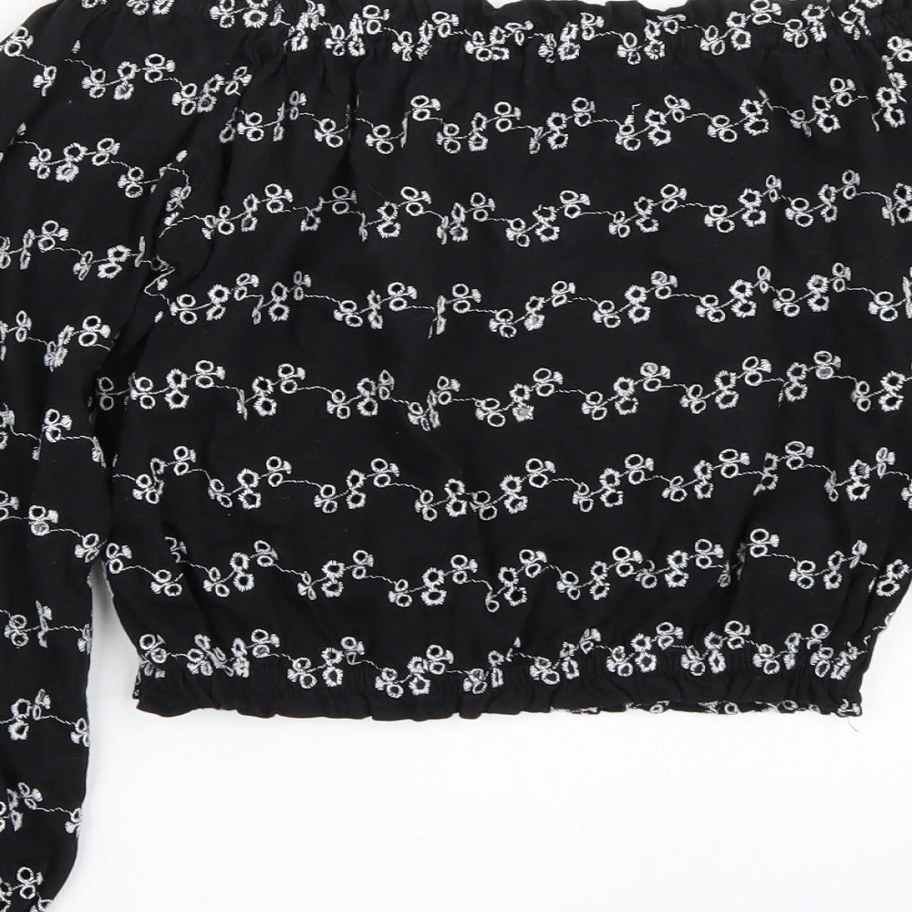 Newlook Girls Black  Rayon Cropped T-Shirt Size 12 Years