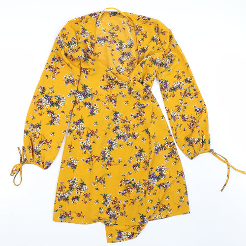 Newlook Womens Yellow Floral  A-Line  Size 6