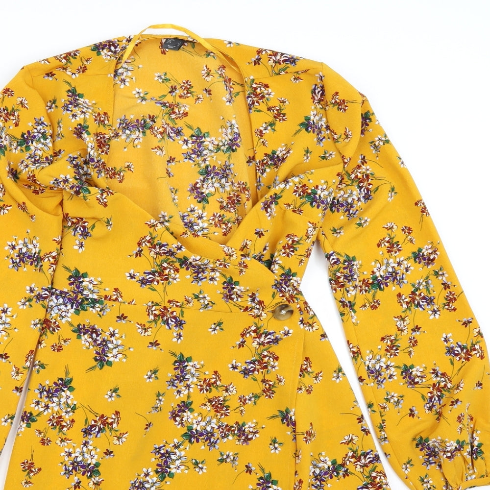 Newlook Womens Yellow Floral  A-Line  Size 6
