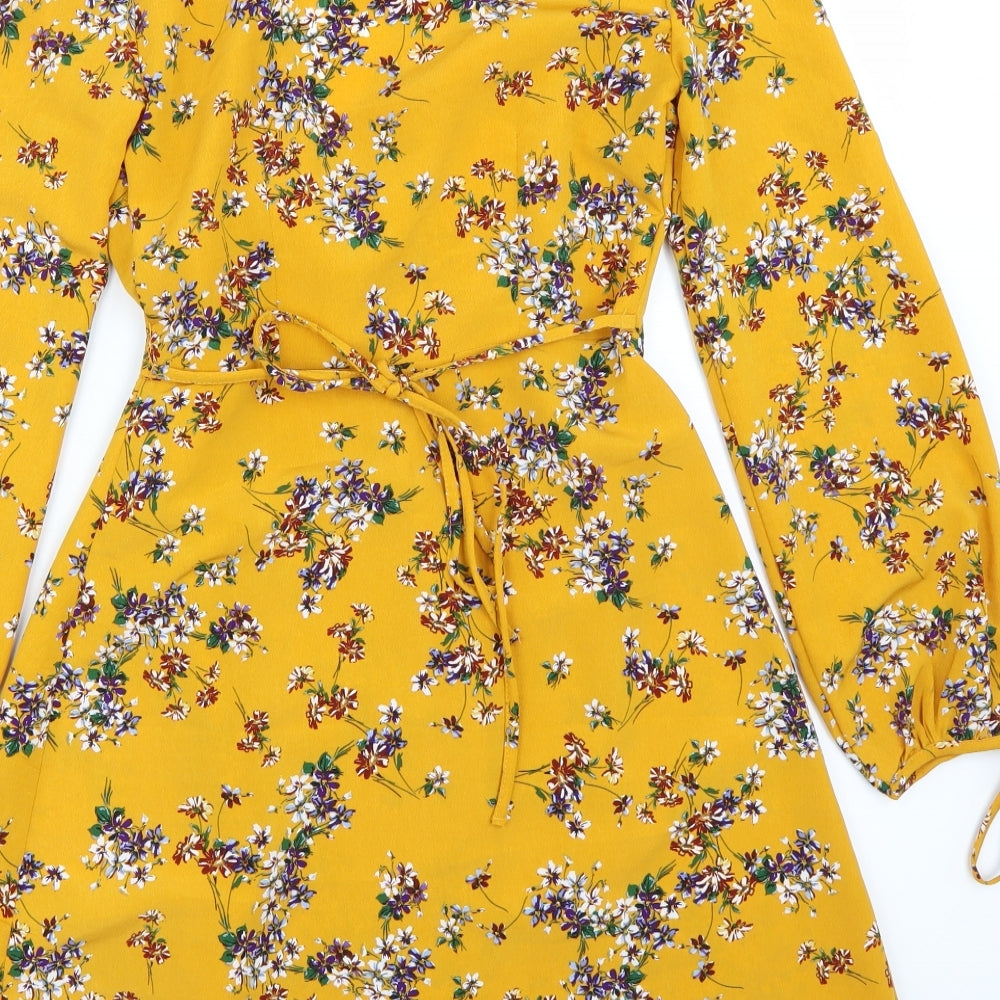 Newlook Womens Yellow Floral  A-Line  Size 6