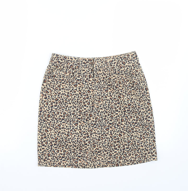 Newlook Womens Beige Animal Print A-Line Skirt Size 6