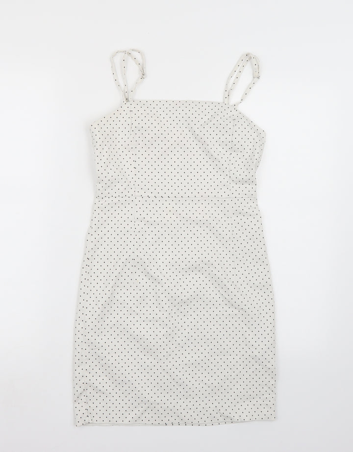FOREVER 21 Womens White Polka Dot A-Line Size S