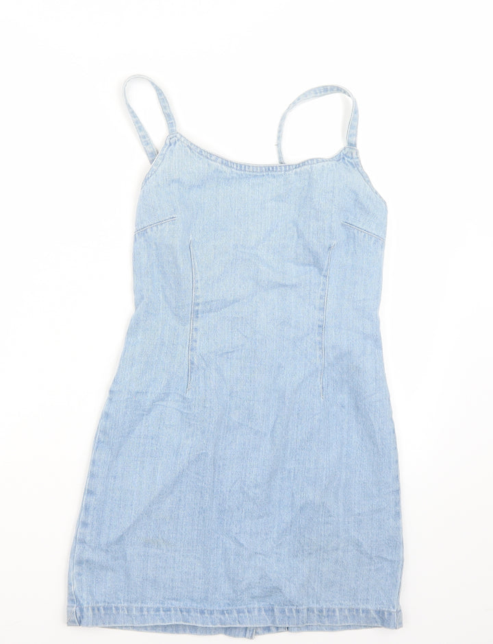 Miss Selfridge Womens Blue Rayon A-Line Size 4