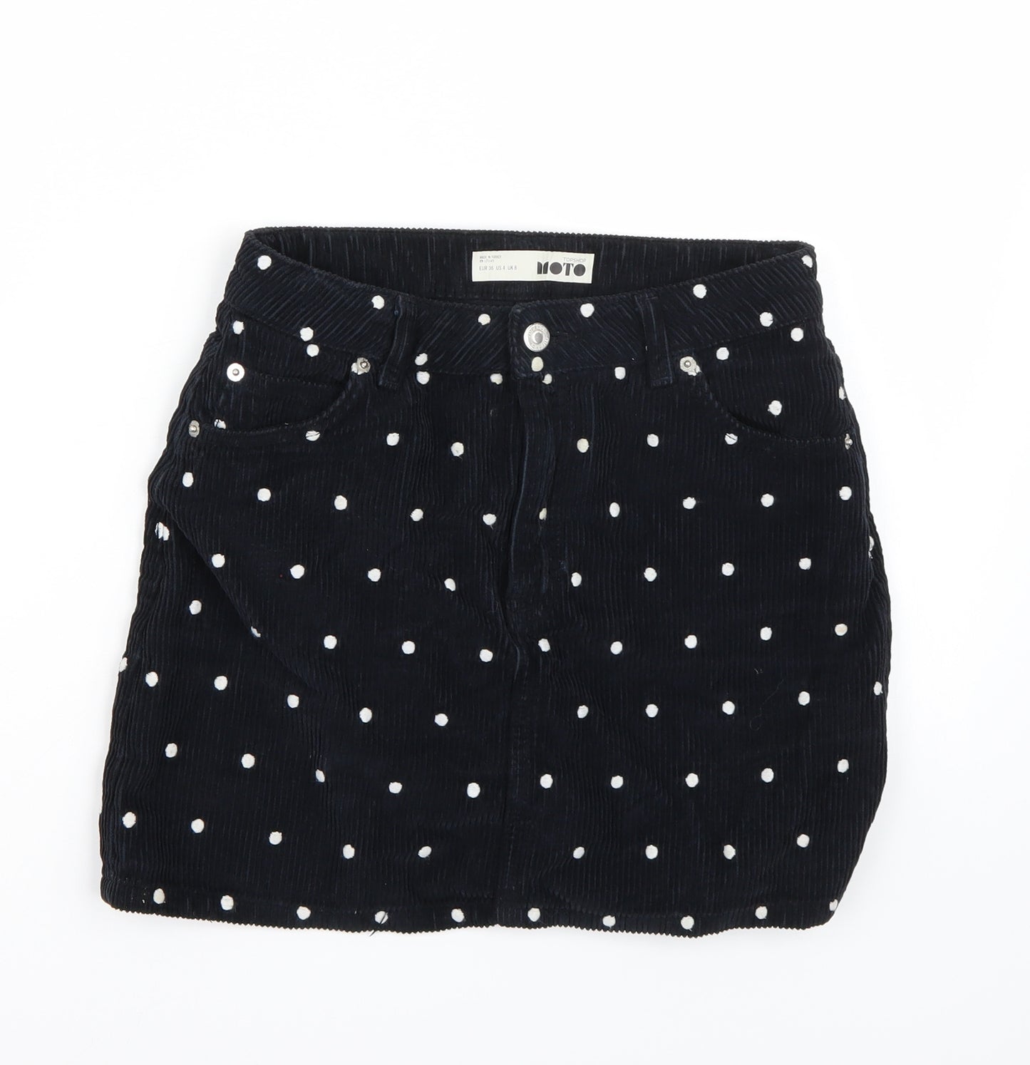 Topshop Womens Black Polka Dot  A-Line Skirt Size 8