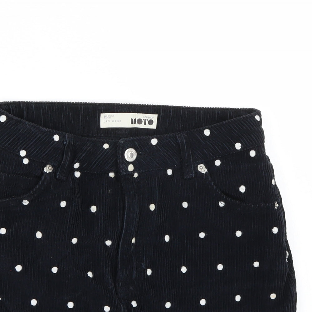 Topshop Womens Black Polka Dot  A-Line Skirt Size 8