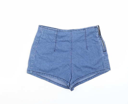 Front view of ASOS women’s blue bermuda shorts, size UK 12