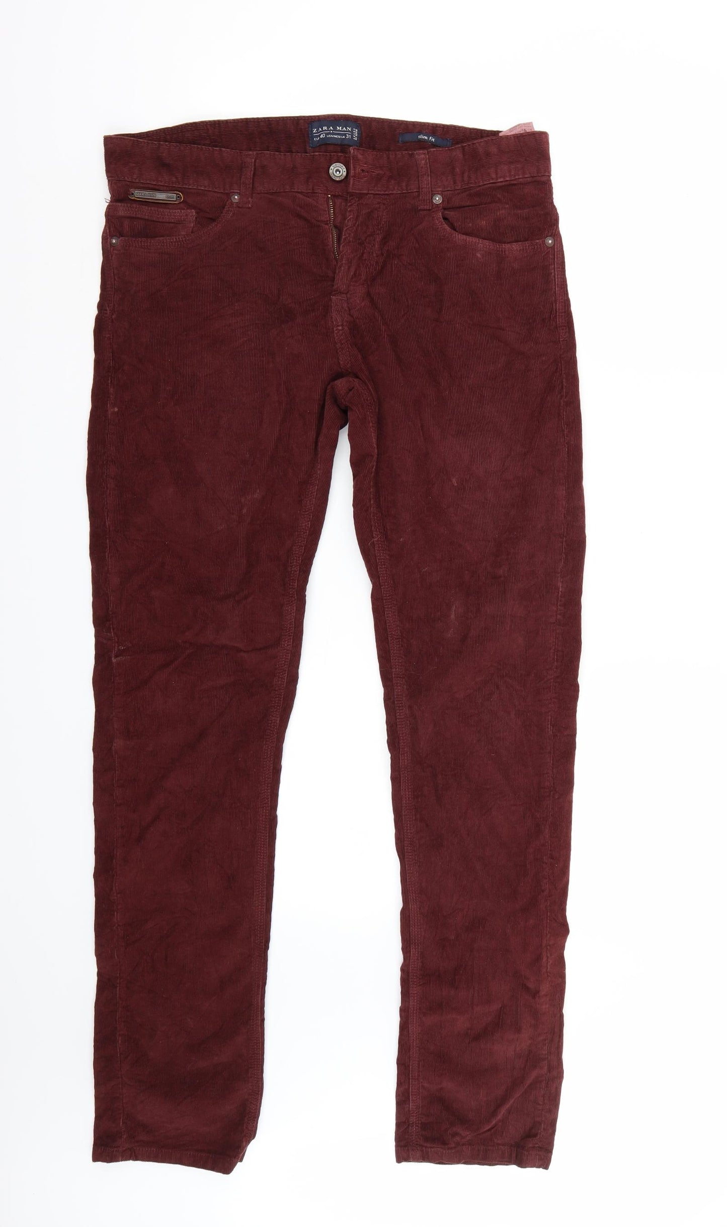 Zara Mens Red   Straight Jeans Size 31 L33 in
