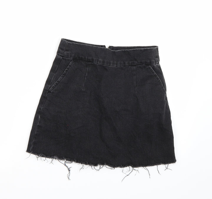 Topshop Womens Black A-Line Skirt Size 8