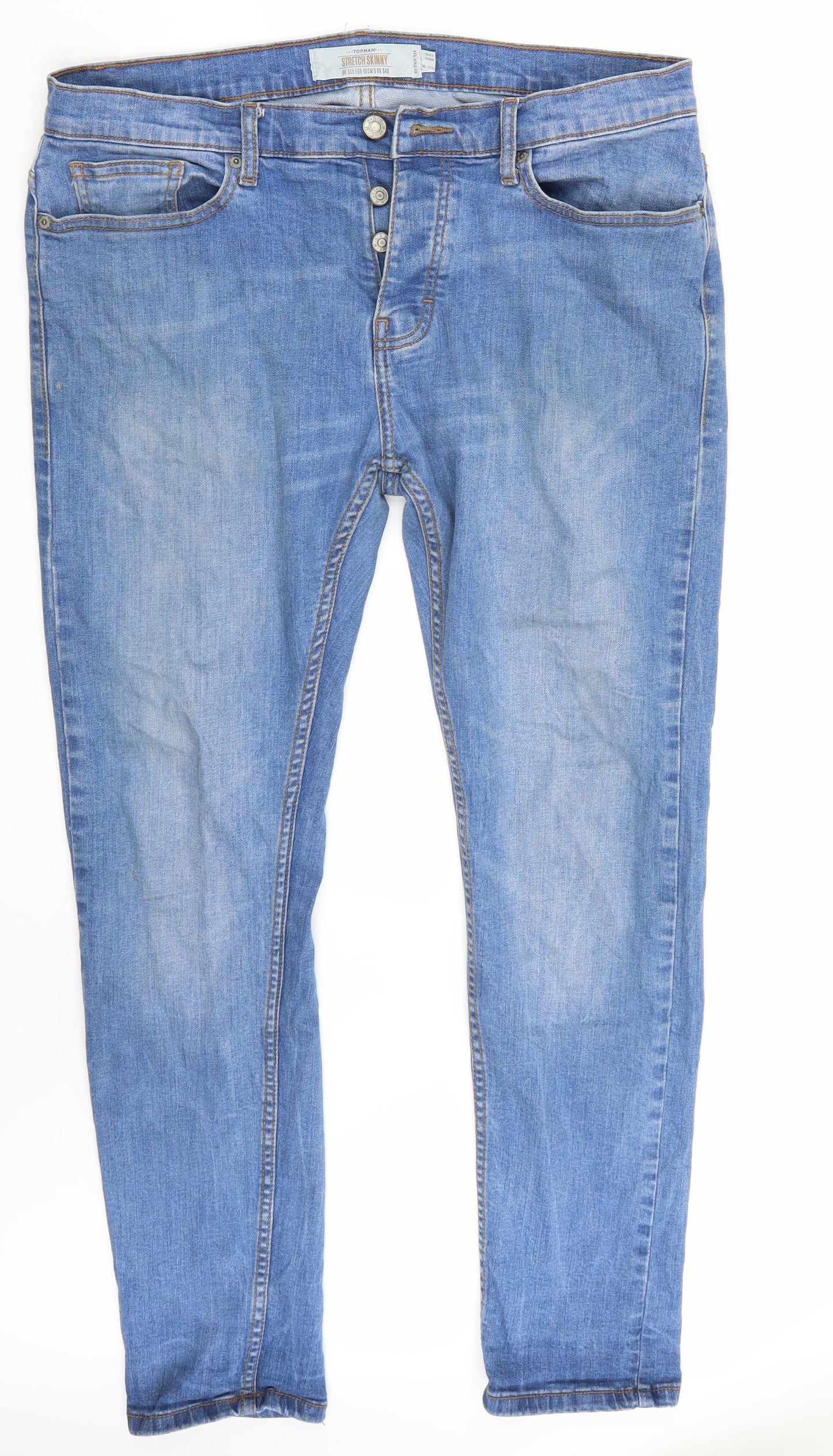 Topman Mens Blue   Straight Jeans Size 34 L30 in