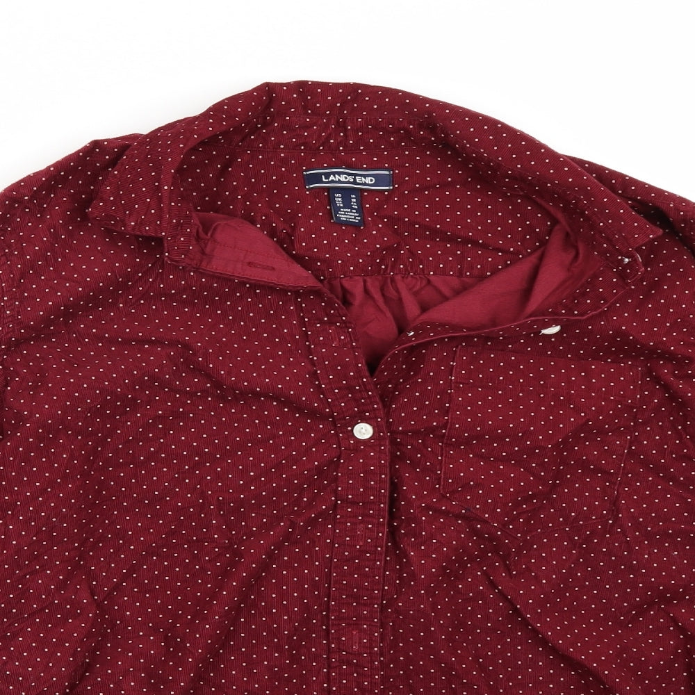 Lands end Womens Red Polka Dot  Basic Button-Up Size 18