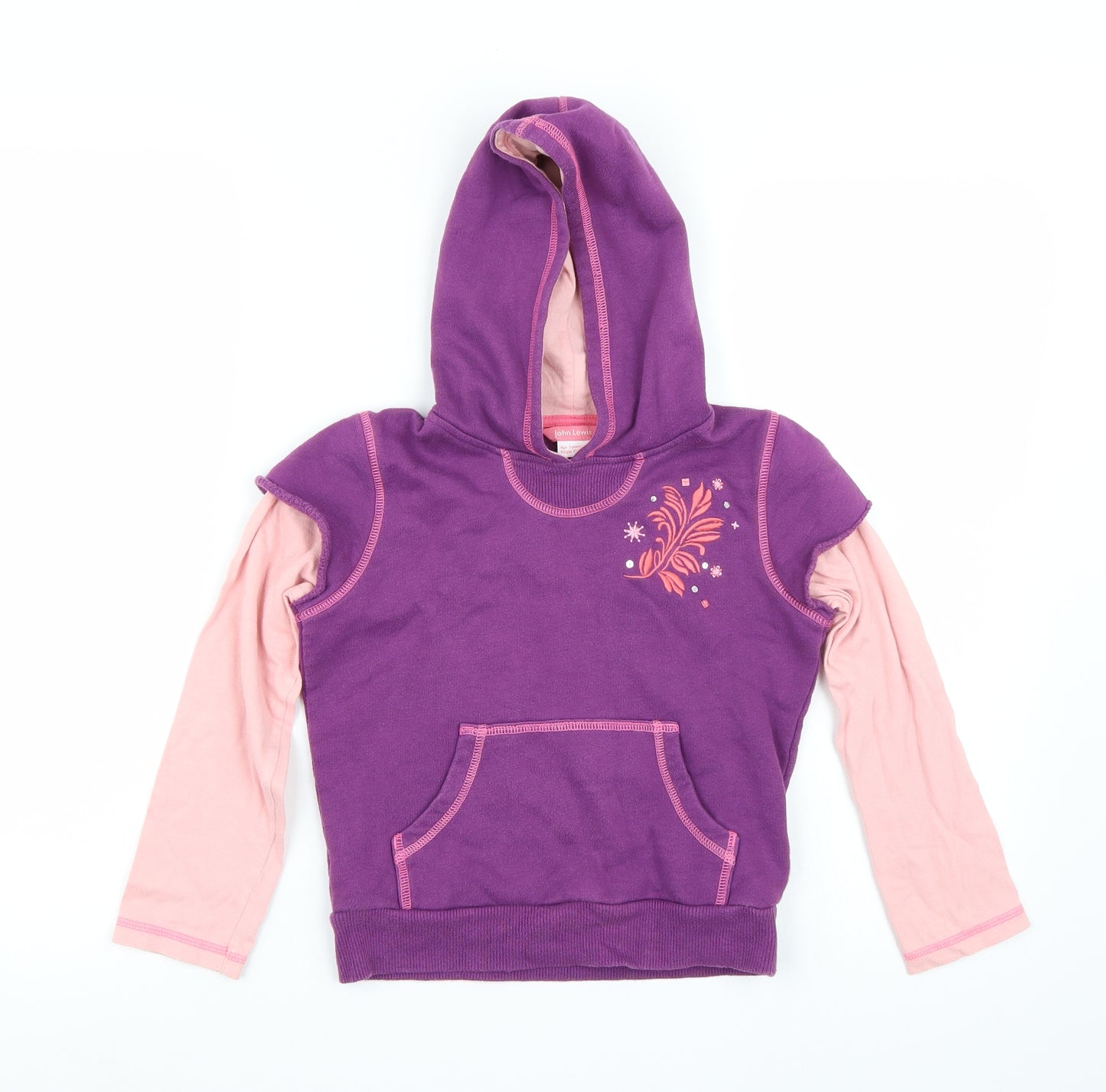 John Lewis Girls Purple   Pullover Hoodie Size 6-7 Years