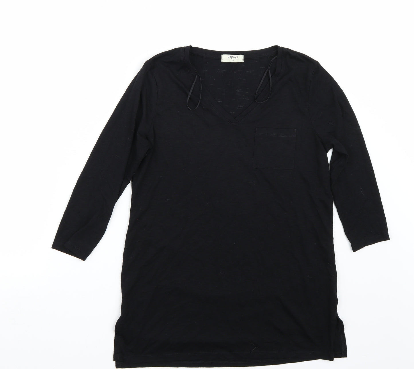 Papaya Womens Black   Basic T-Shirt Size 10