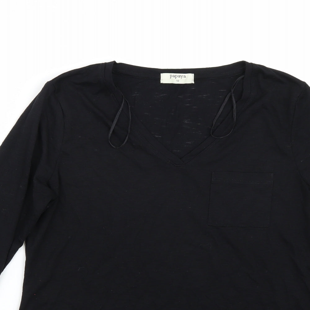 Papaya Womens Black   Basic T-Shirt Size 10