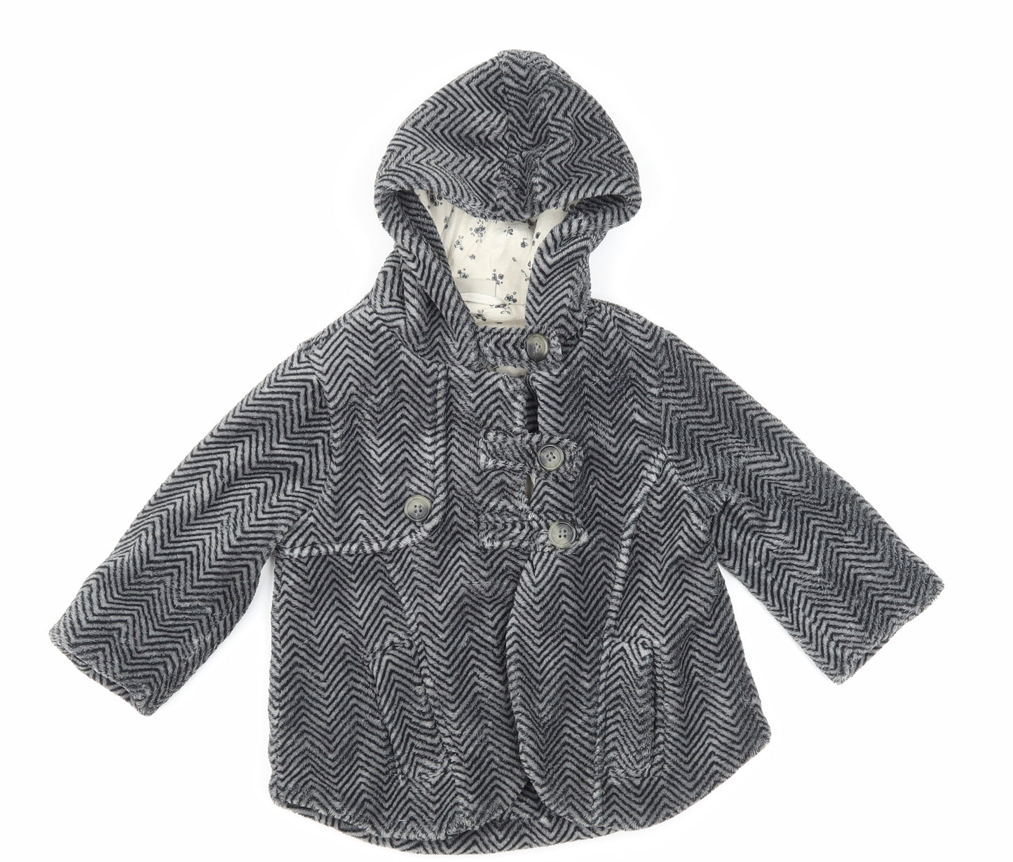 NEXT Baby Grey Argyle/Diamond Fleece Jacket Coat Size 18-24 Months