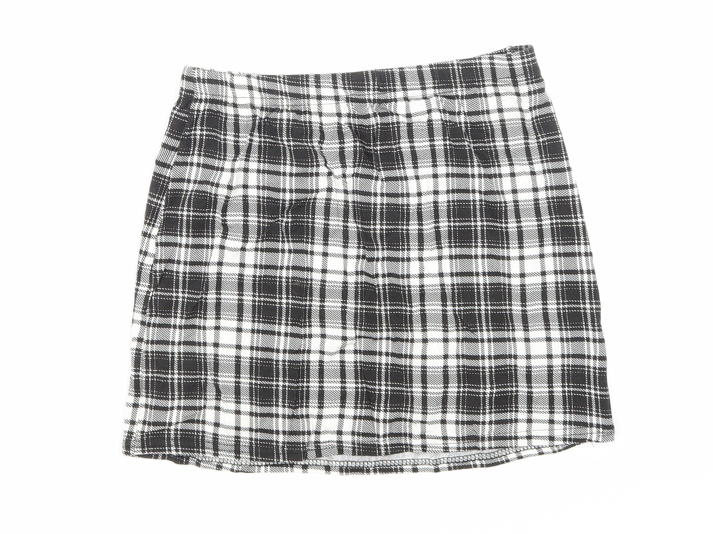 Boohoo Womens Black Check  Mini Skirt Size 8