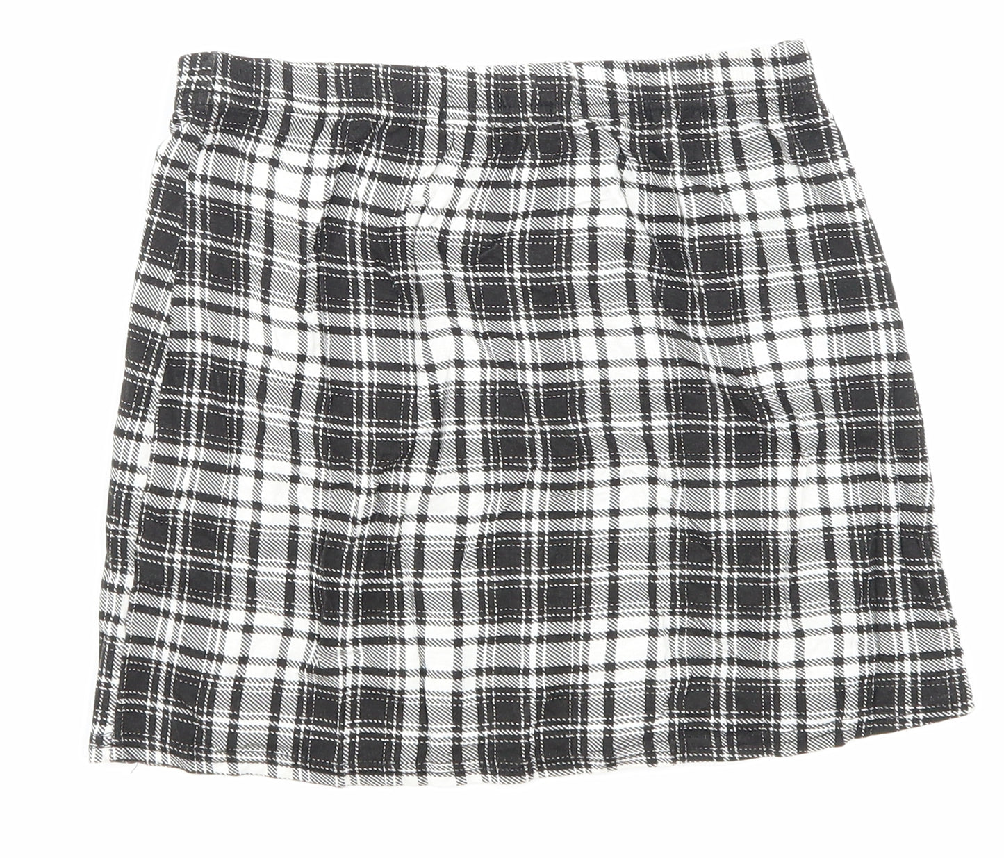 Boohoo Womens Black Check  Mini Skirt Size 8