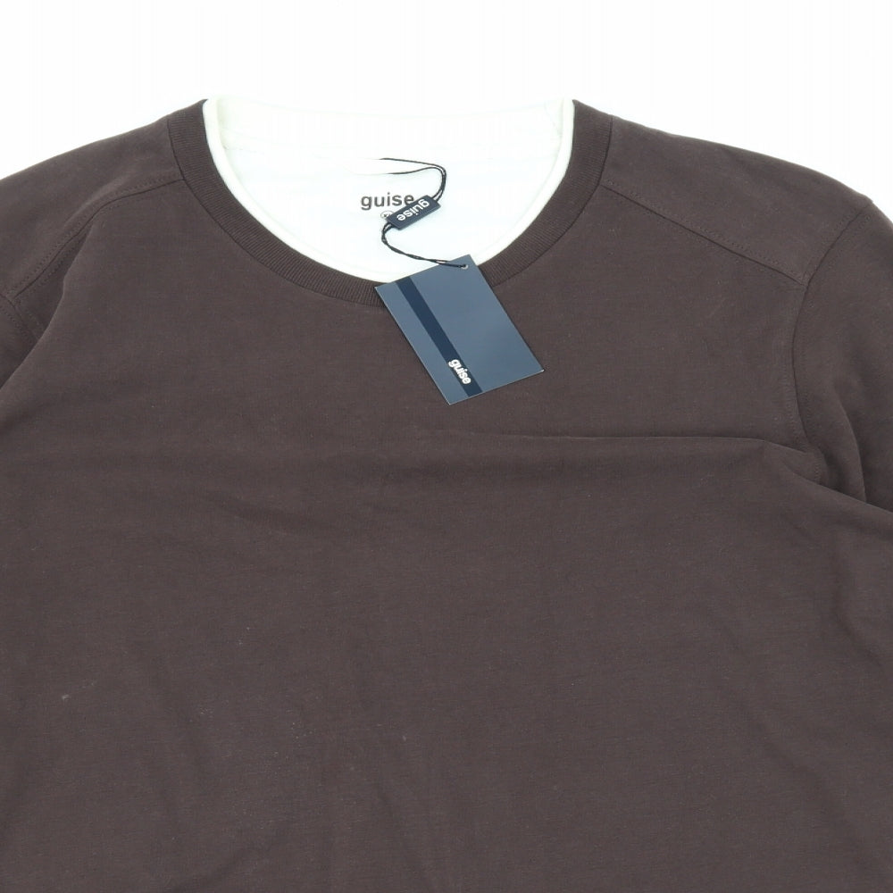 guinse Mens Brown Houndstooth   T-Shirt Size XL