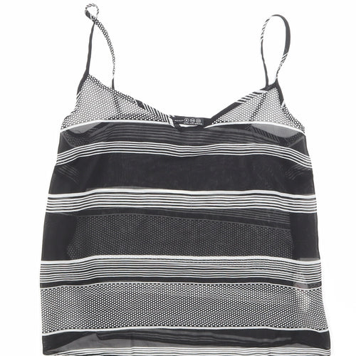 Primark Womens Black Striped Mesh Basic Tank Size 6