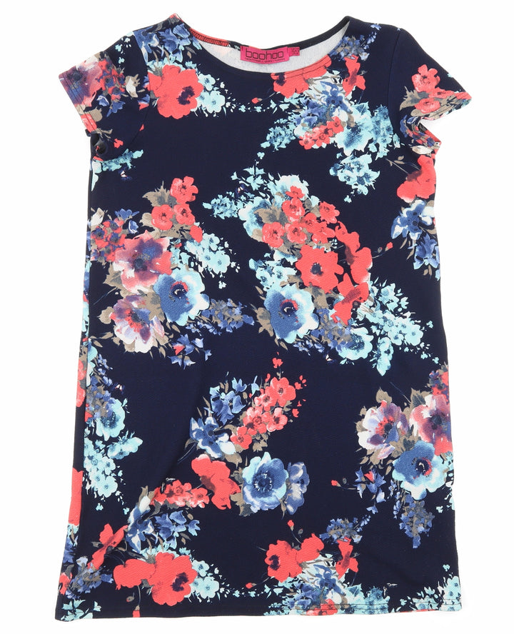 Boohoo Womens Blue Floral Pencil Dress Size 10