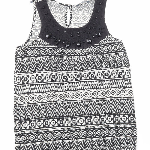 Dorothy Perkins Womens Black Argyle/Diamond  Basic T-Shirt Size 10