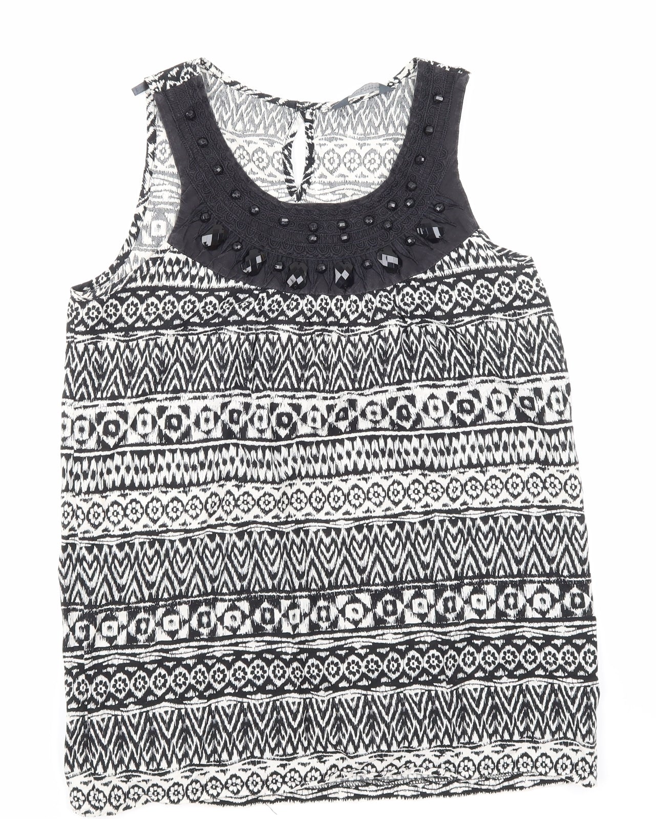 Dorothy Perkins Womens Black Argyle/Diamond  Basic T-Shirt Size 10