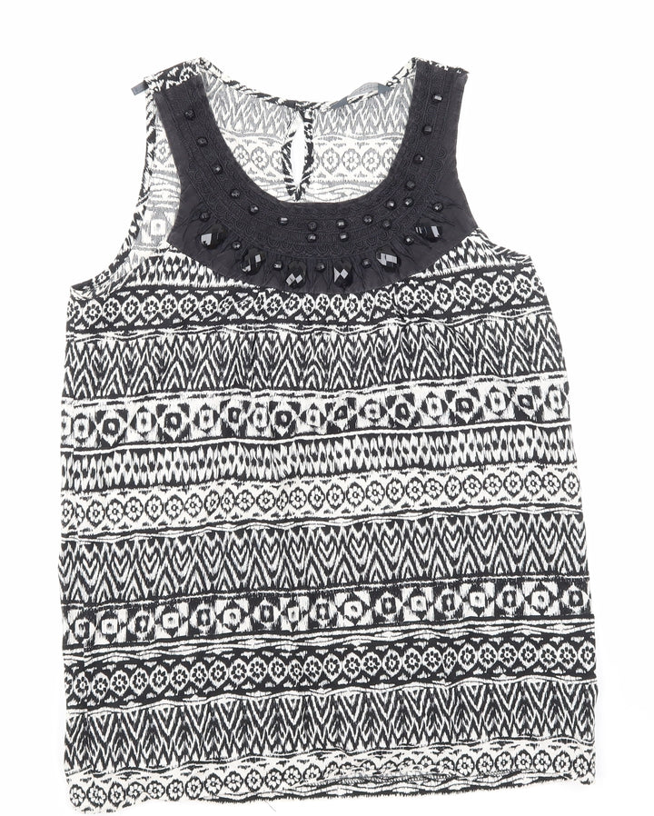Dorothy Perkins Womens Black Argyle/Diamond Basic T-Shirt Size 10