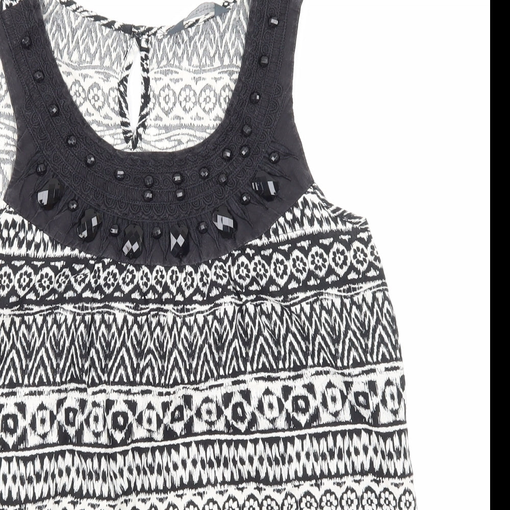 Dorothy Perkins Womens Black Argyle/Diamond  Basic T-Shirt Size 10