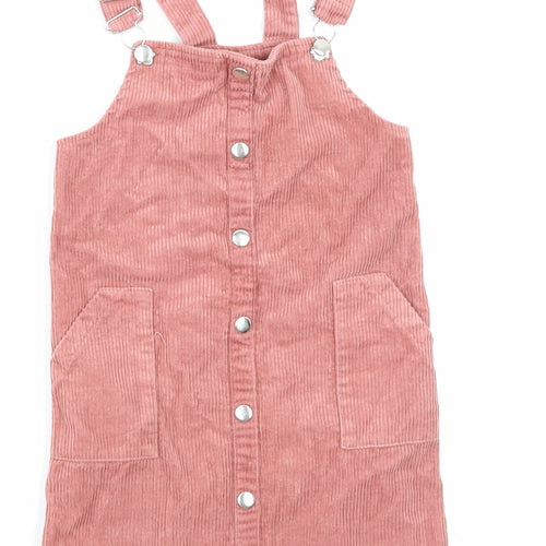 Denim & Co. Girls Pink  Velvet Pinafore/Dungaree Dress  Size 5-6 Years