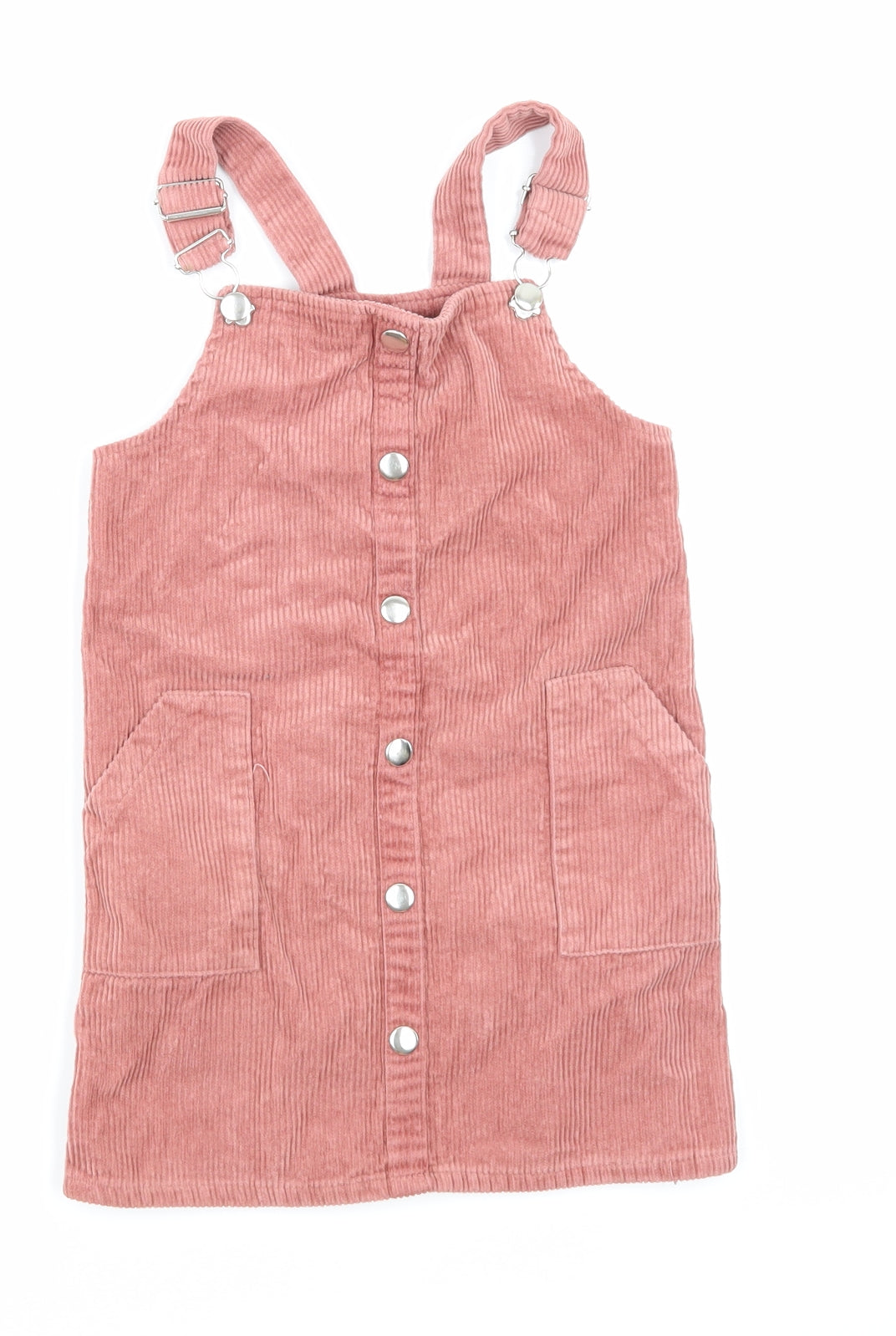 Denim & Co. Girls Pink  Velvet Pinafore/Dungaree Dress  Size 5-6 Years