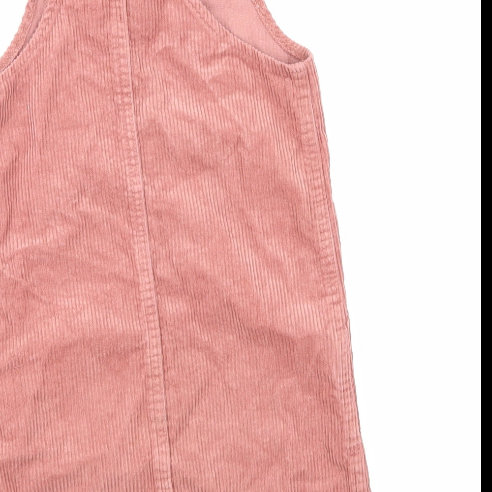 Denim & Co. Girls Pink  Velvet Pinafore/Dungaree Dress  Size 5-6 Years