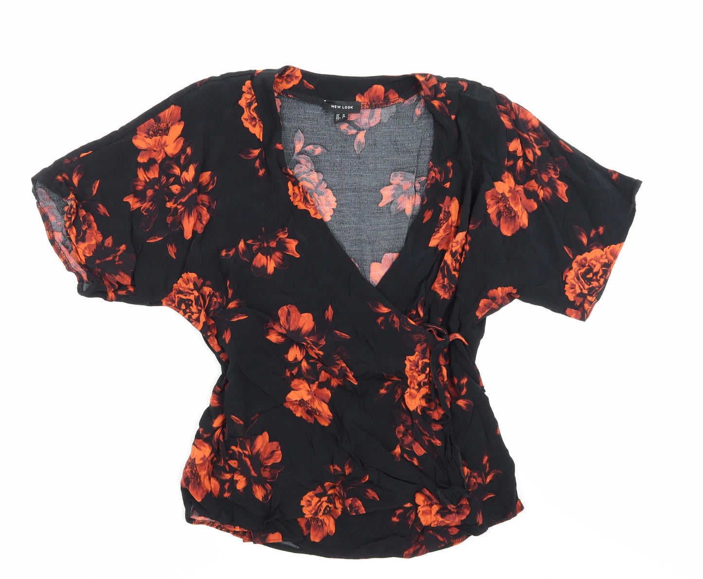 NewLook Womens Black Floral  Basic Blouse Size 10