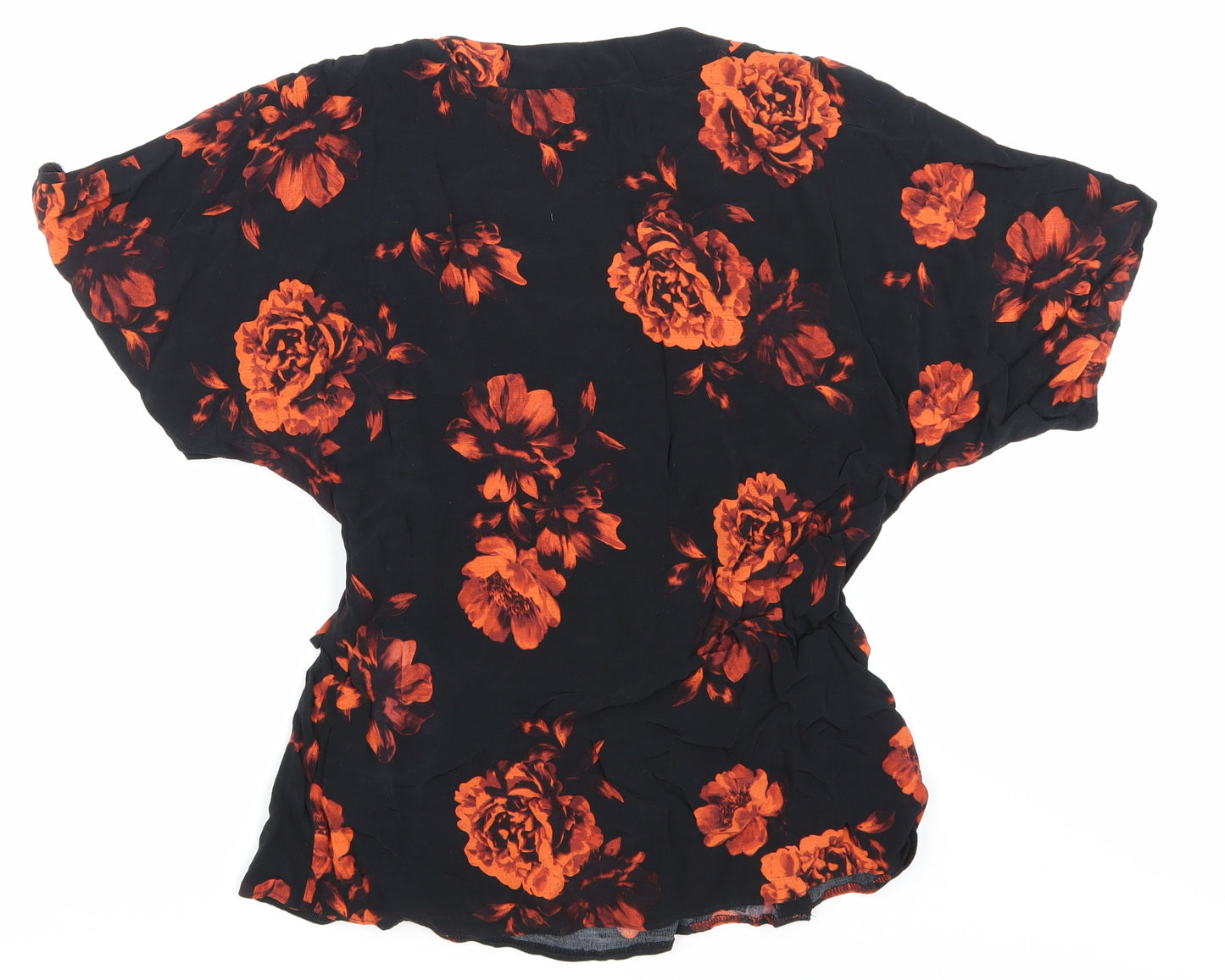 NewLook Womens Black Floral  Basic Blouse Size 10