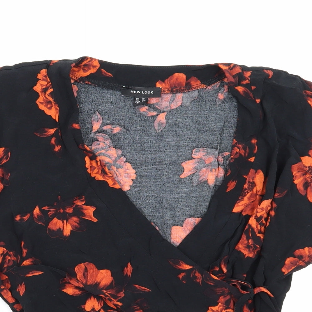 NewLook Womens Black Floral  Basic Blouse Size 10