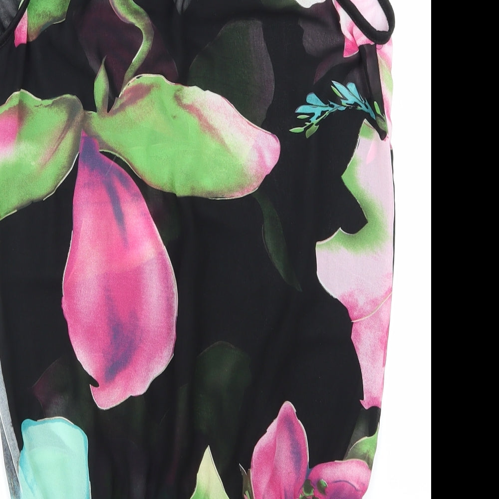 ax Womens Black Floral Mesh Basic Blouse Size 8