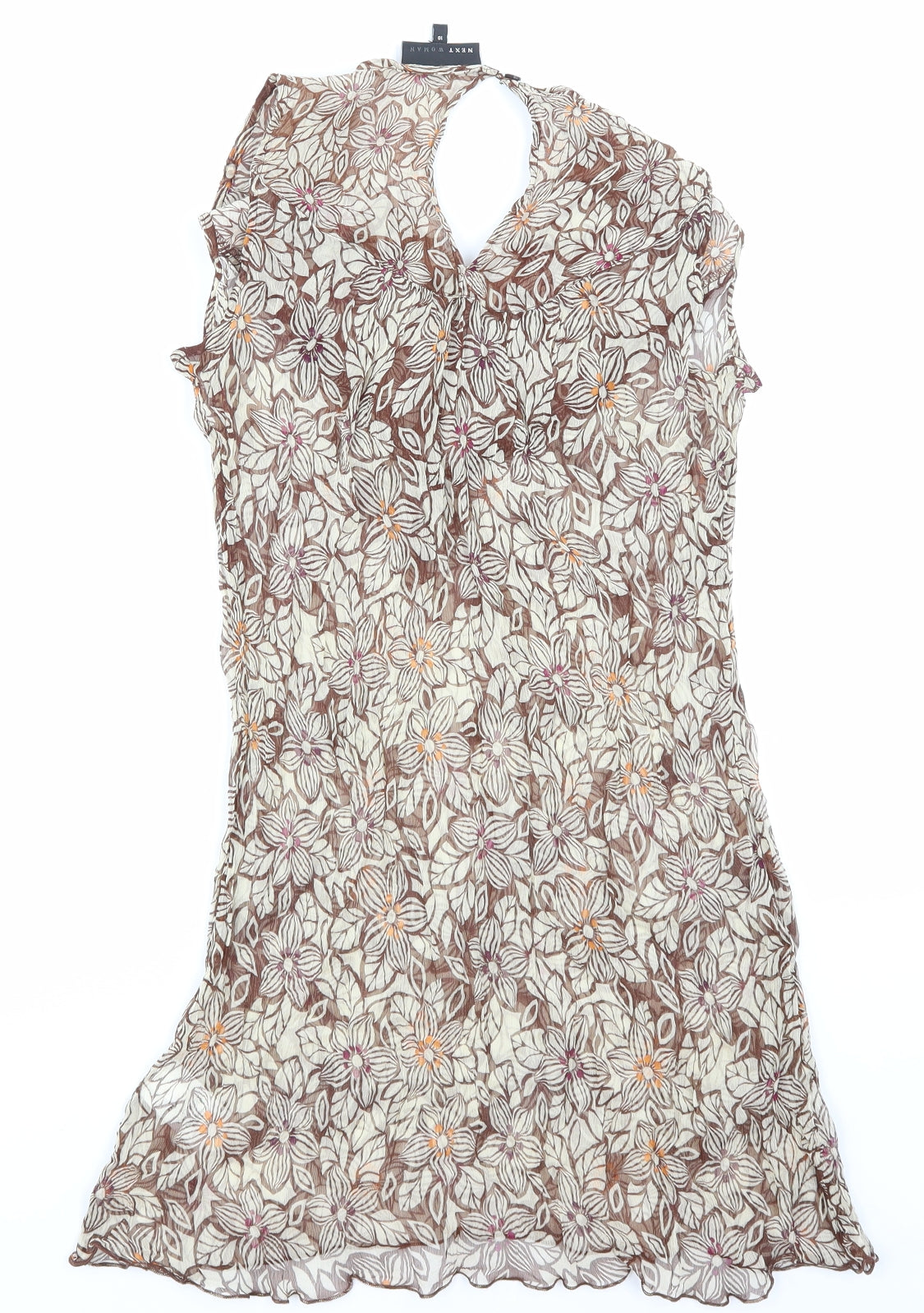 NEXT Womens Brown Floral Mesh Basic Blouse Size 10
