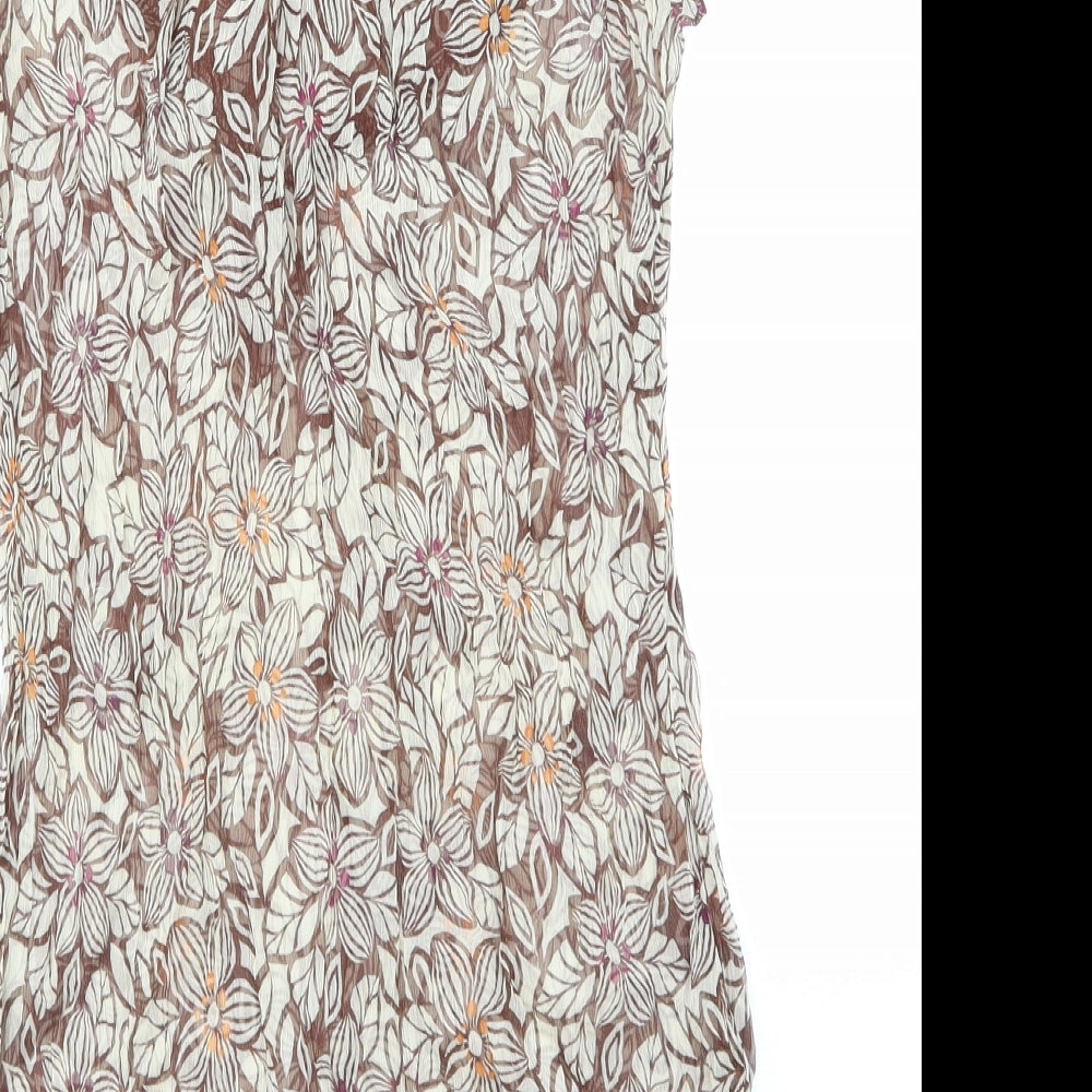 NEXT Womens Brown Floral Mesh Basic Blouse Size 10