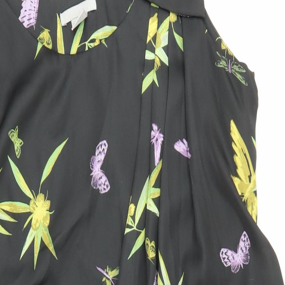 H&M Womens Black Floral  Shift  Size 8