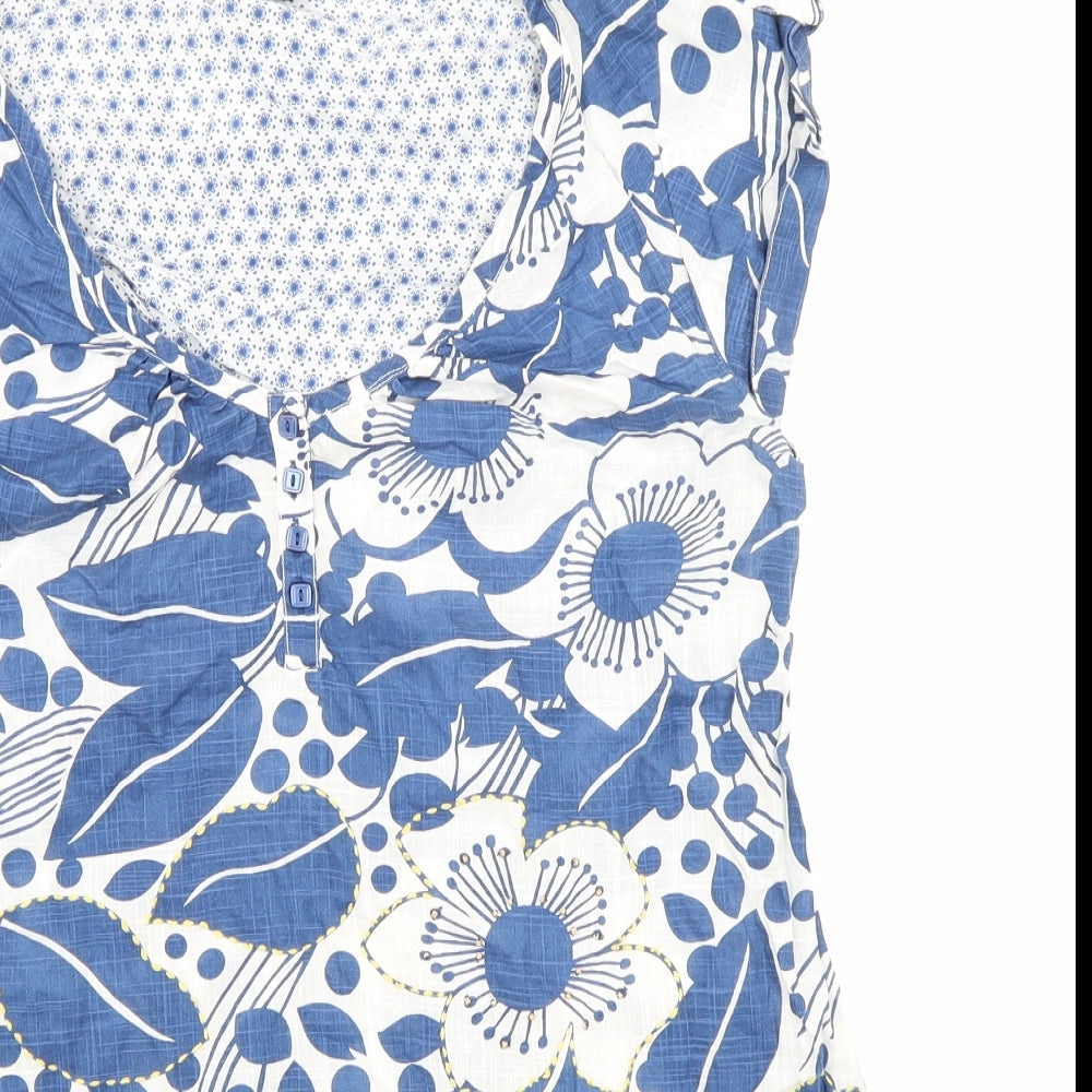 NEXT Womens Blue Floral  Basic T-Shirt Size 10