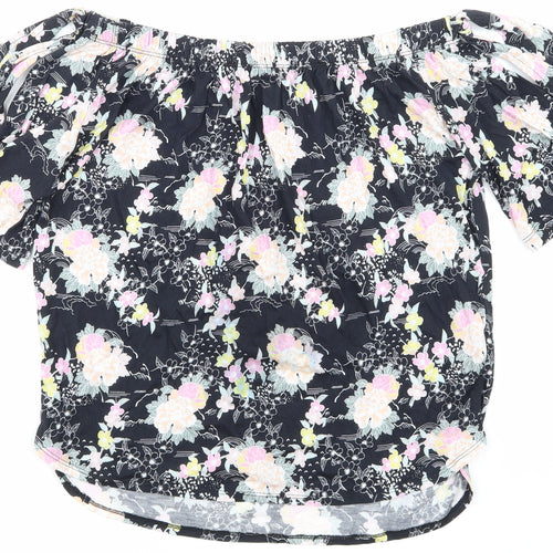 NewLook Womens Black Floral  Basic T-Shirt Size 10