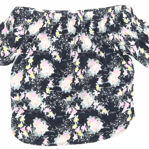 NewLook Womens Black Floral  Basic T-Shirt Size 10