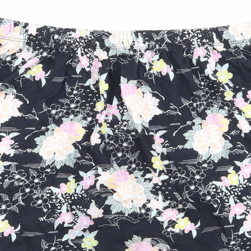 NewLook Womens Black Floral  Basic T-Shirt Size 10