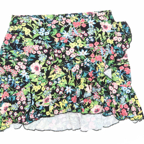 H&M Womens Black Floral  Skater Skirt Size S