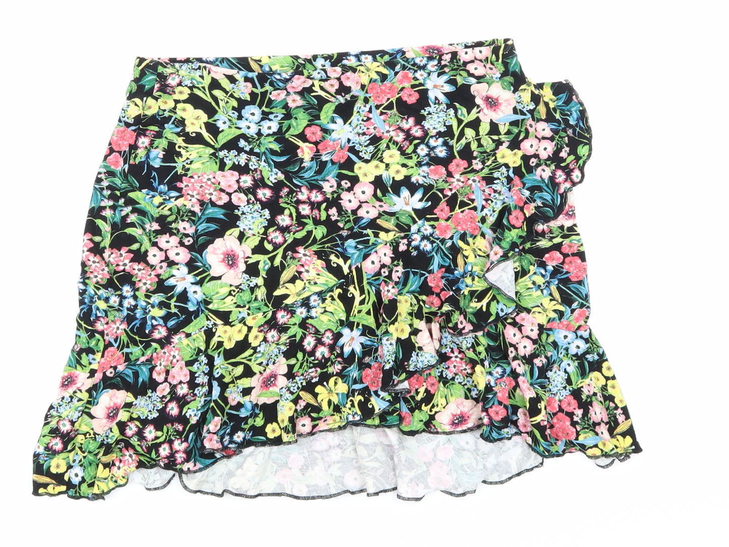 H&M Womens Black Floral  Skater Skirt Size S