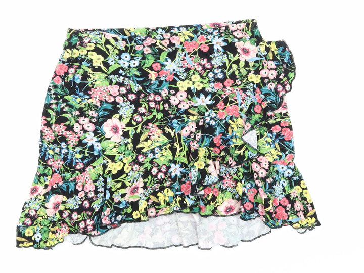 H&M Womens Black Floral  Skater Skirt Size S