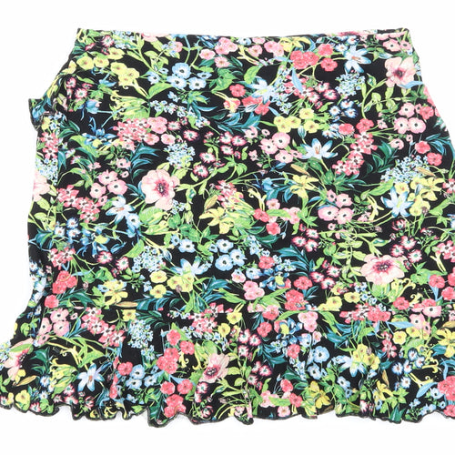 H&M Womens Black Floral  Skater Skirt Size S