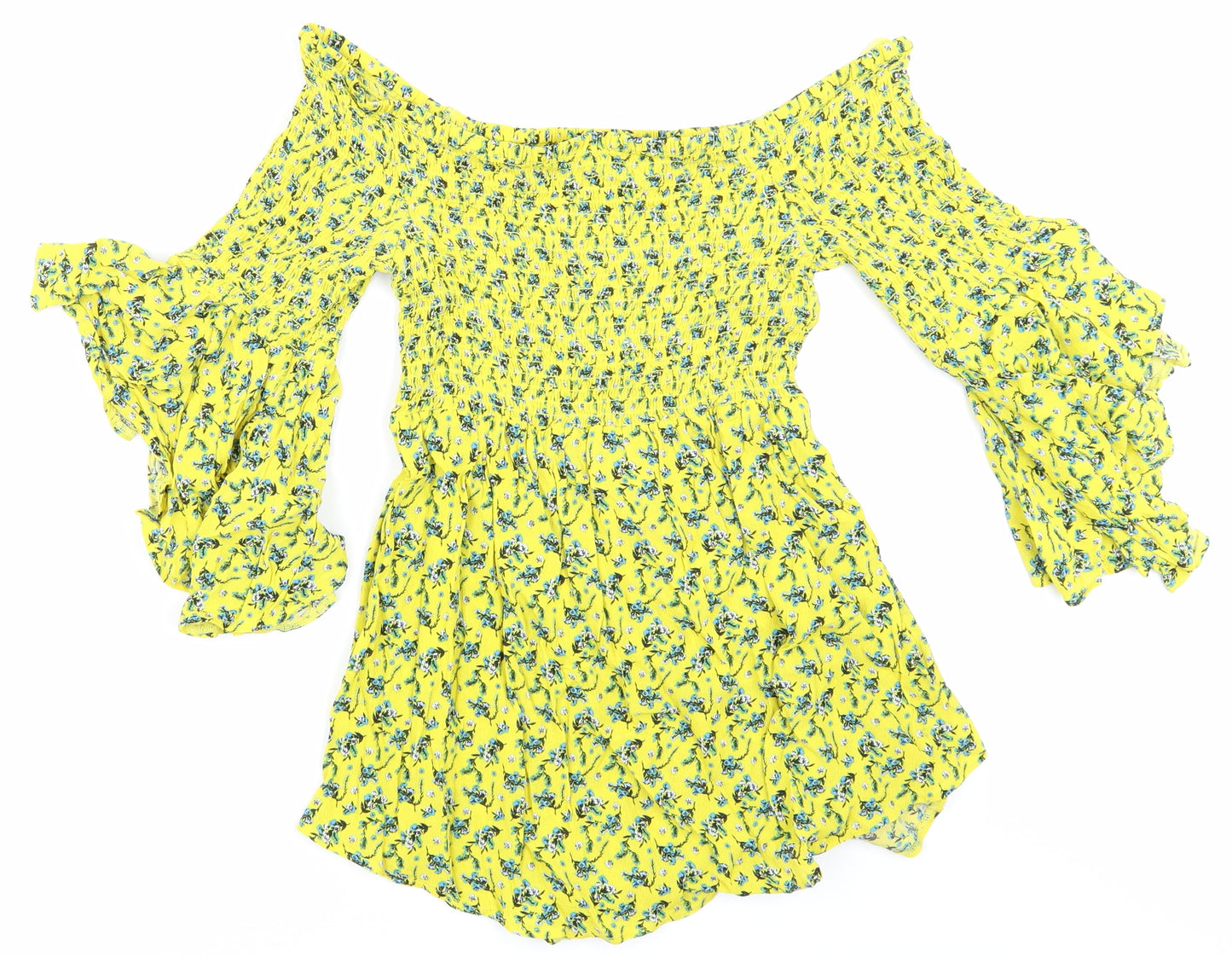 Riverisland Womens Yellow Floral  Basic Blouse Size 8