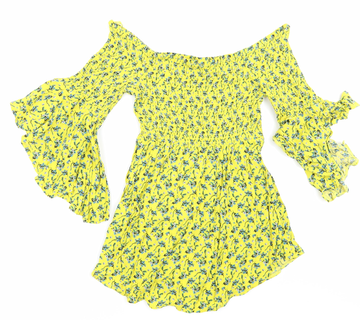 Riverisland Womens Yellow Floral  Basic Blouse Size 8