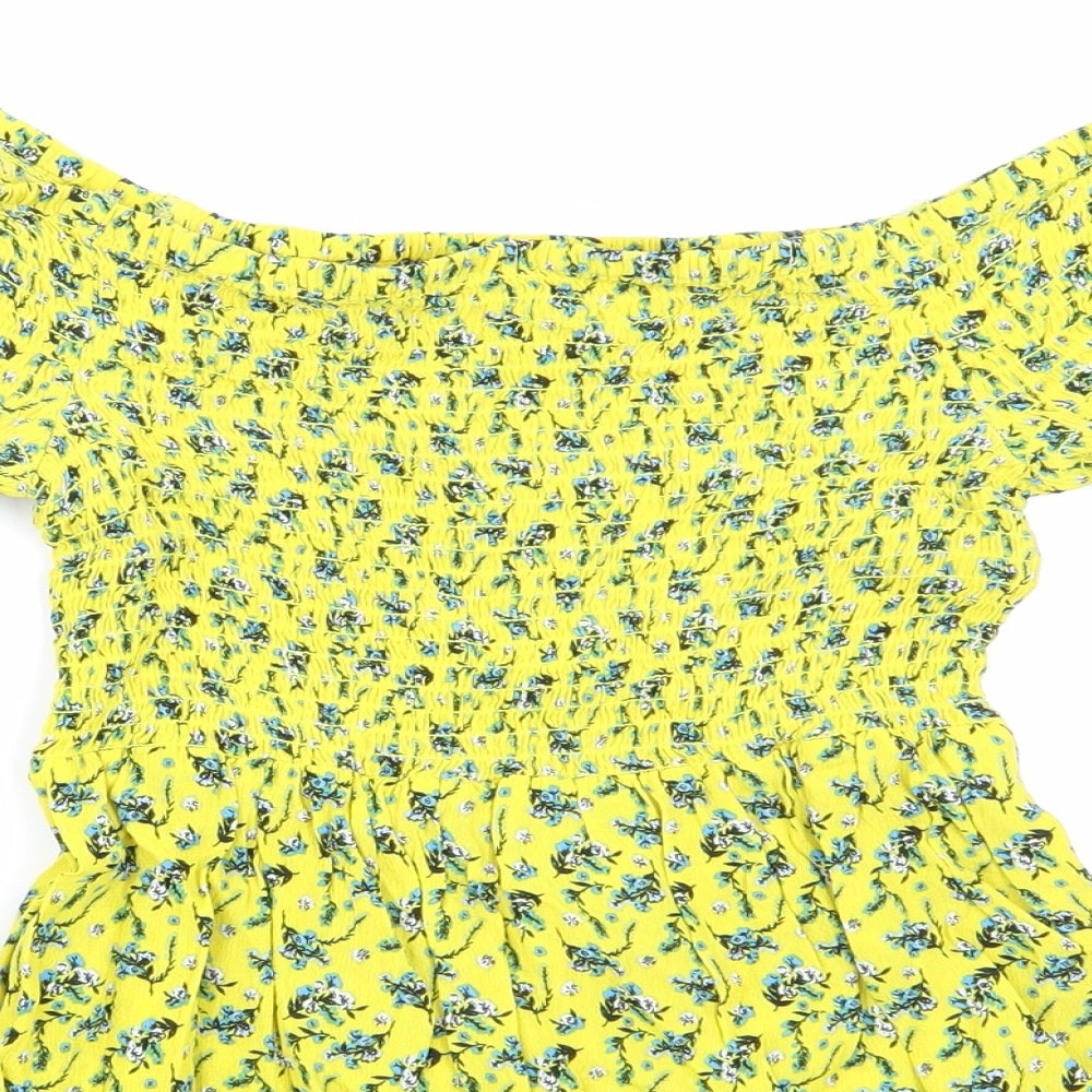 Riverisland Womens Yellow Floral  Basic Blouse Size 8