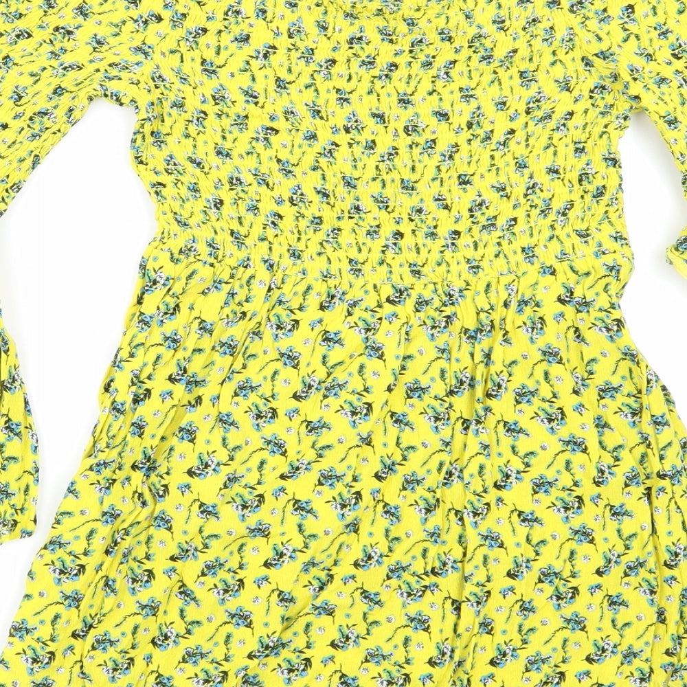 Riverisland Womens Yellow Floral  Basic Blouse Size 8