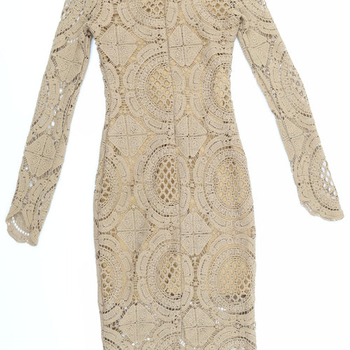 AX Paris Womens Beige Argyle/Diamond Lace Pencil Dress  Size 8